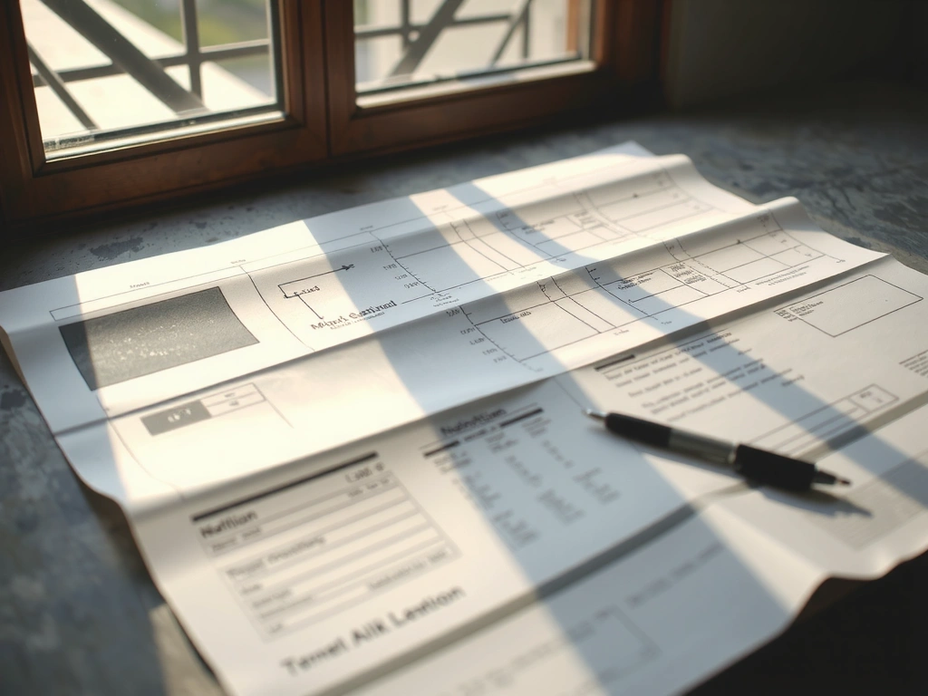 Blaupausen und Ernährungsplan auf Betontisch